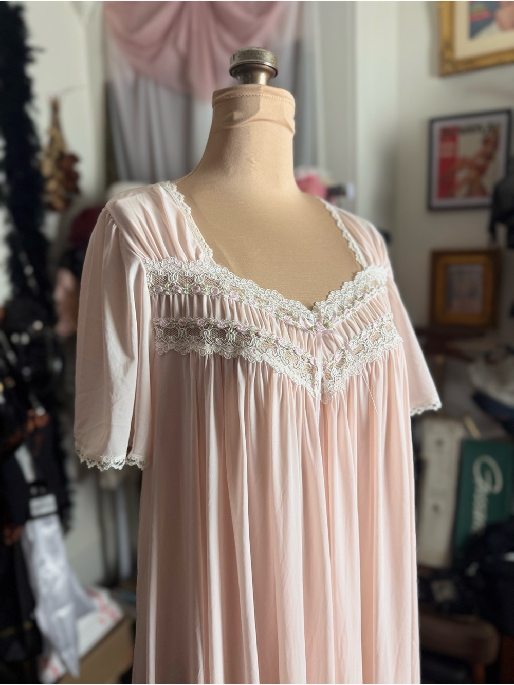 Vintage Soft Pink Sheer Nightgown - Picture 6 of 7